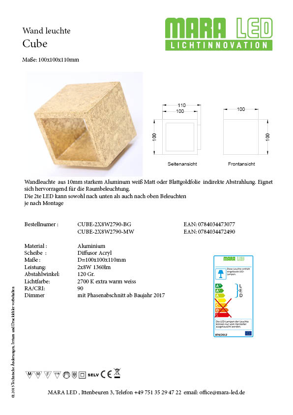 CUBE 2X8W2790 BG